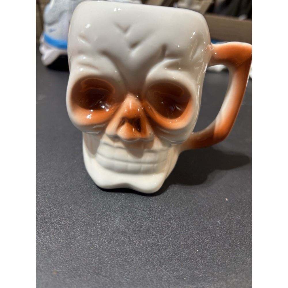 Vintage Skull Ceramic Mug DW120 Stamp 10oz Retro Halloween Holiday Spooky
